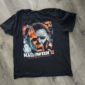 Halloween II Michael Myers Graphic T-Shirt Mens Black Horror Movie Slasher Tee